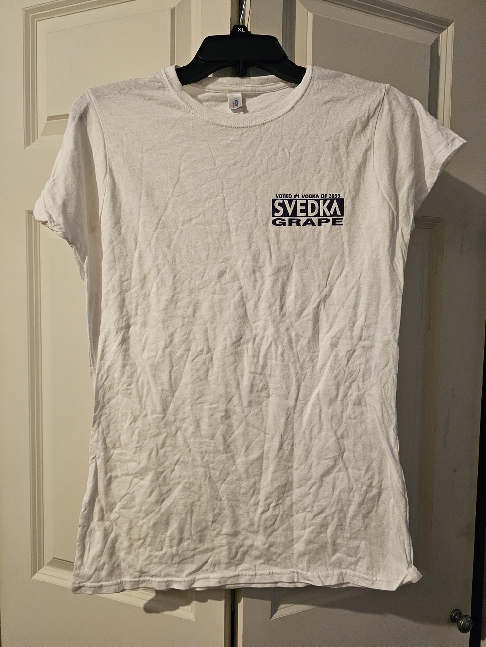 Gildan White Tee with  Svedka Grape Logo
